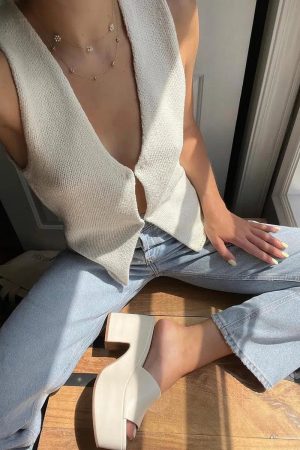 Quick Outfits, Modest Fashion Outfits Ideas Open Front Knitted Cardigan Vest