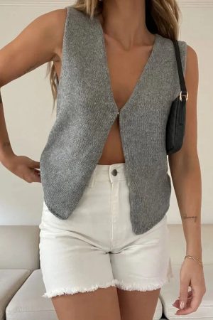 Quick Outfits, Modest Fashion Outfits Ideas Open Front Knitted Cardigan Vest