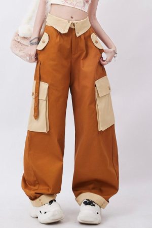 Quick Outfits, Modest Fashion Outfits Ideas Orange Wide Leg Cargo Pants