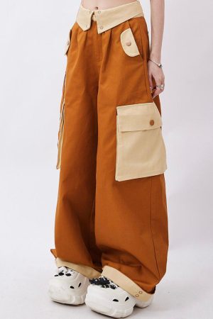 Quick Outfits, Modest Fashion Outfits Ideas Orange Wide Leg Cargo Pants