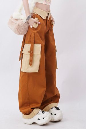 Quick Outfits, Modest Fashion Outfits Ideas Orange Wide Leg Cargo Pants