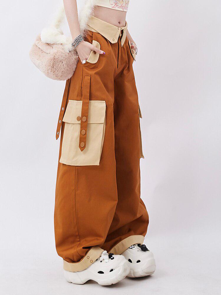 Quick Outfits, Modest Fashion Outfits Ideas Orange Wide Leg Cargo Pants Quick Outfits, Modest Fashion Outfits Ideas Orange Wide Leg Cargo Pants