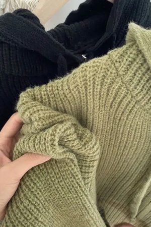 Quick Outfits, Modest Fashion Outfits Ideas Oversized Knitted Hooded Cardigan