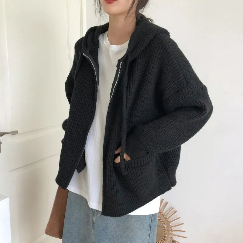 Quick Outfits, Modest Fashion Outfits Ideas Oversized Knitted Hooded Cardigan Quick Outfits, Modest Fashion Outfits Ideas Oversized Knitted Hooded Cardigan