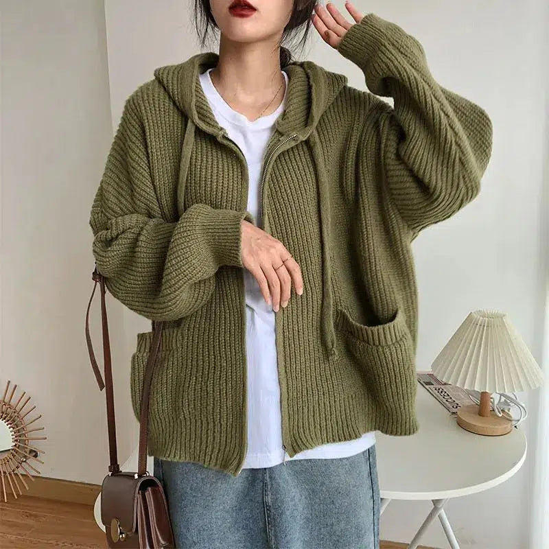 Quick Outfits, Modest Fashion Outfits Ideas Oversized Knitted Hooded Cardigan Quick Outfits, Modest Fashion Outfits Ideas Oversized Knitted Hooded Cardigan