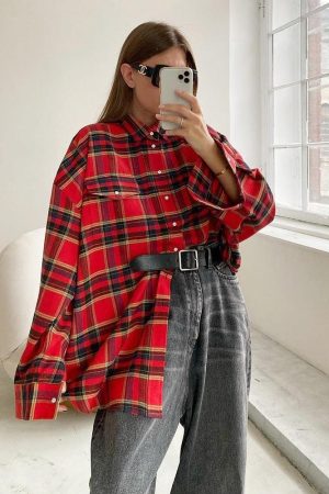 Quick Outfits, Modest Fashion Outfits Ideas Oversized Plaid Shirt