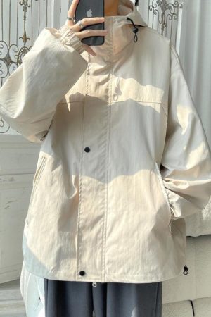 Quick Outfits, Modest Fashion Outfits Ideas Oversized Windbreaker Hooded Jacket