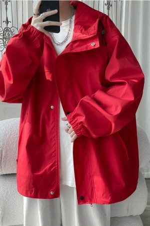 Quick Outfits, Modest Fashion Outfits Ideas Oversized Windbreaker Hooded Jacket