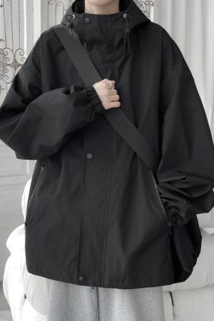 Quick Outfits, Modest Fashion Outfits Ideas Oversized Windbreaker Hooded Jacket