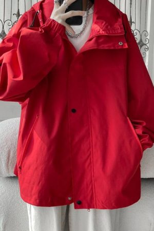 Quick Outfits, Modest Fashion Outfits Ideas Oversized Windbreaker Hooded Jacket