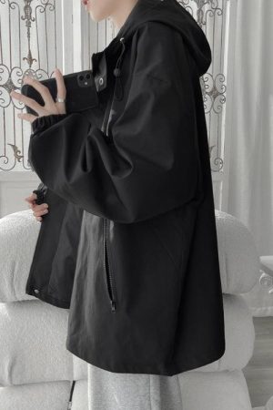 Quick Outfits, Modest Fashion Outfits Ideas Oversized Windbreaker Hooded Jacket