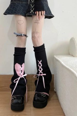 Quick Outfits, Modest Fashion Outfits Ideas Pastel Goth Broken Heart Lace Up Leg Warmers