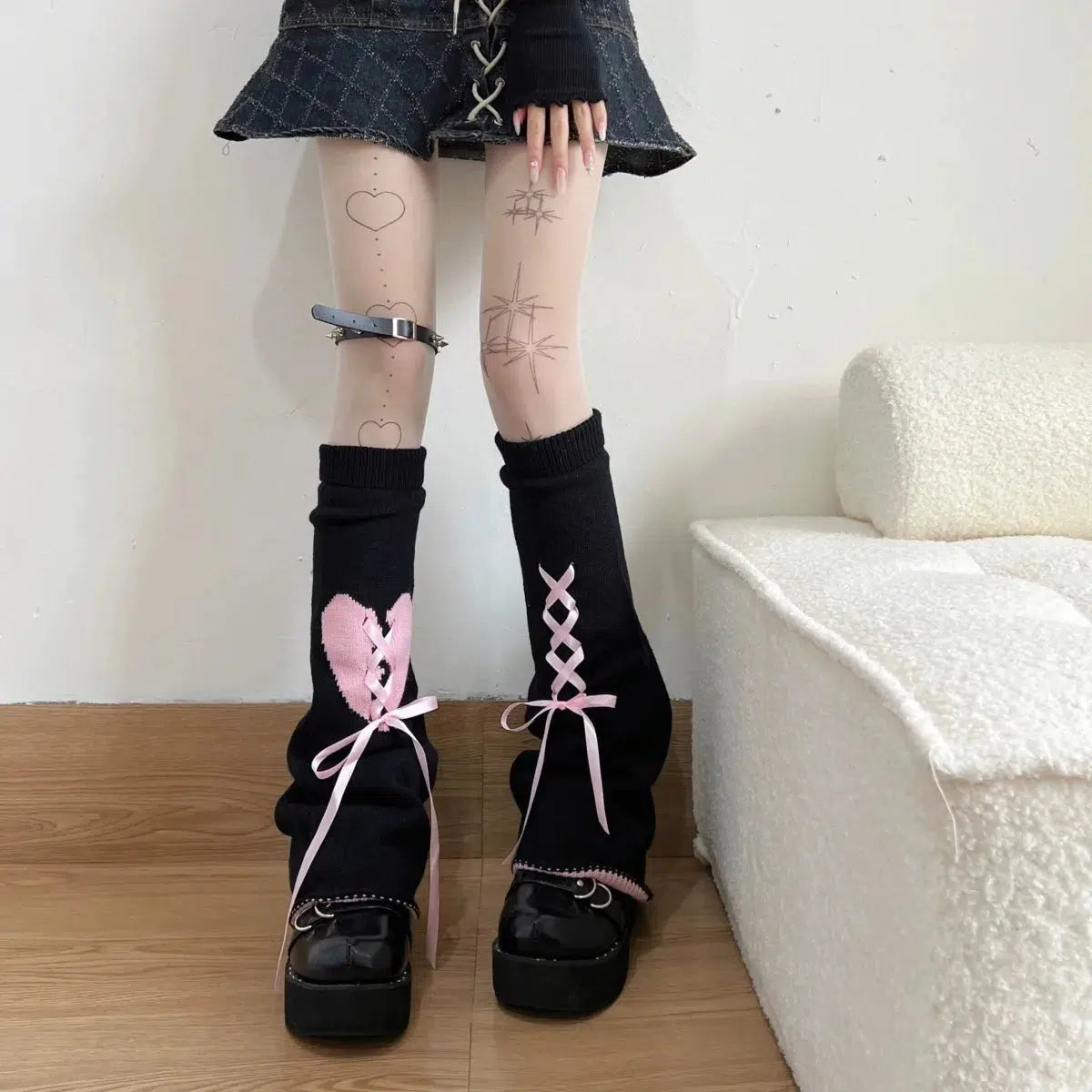 Quick Outfits, Modest Fashion Outfits Ideas Pastel Goth Broken Heart Lace Up Leg Warmers Quick Outfits, Modest Fashion Outfits Ideas Pastel Goth Broken Heart Lace Up Leg Warmers