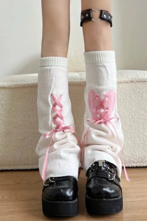 Quick Outfits, Modest Fashion Outfits Ideas Pastel Goth Broken Heart Lace Up Leg Warmers