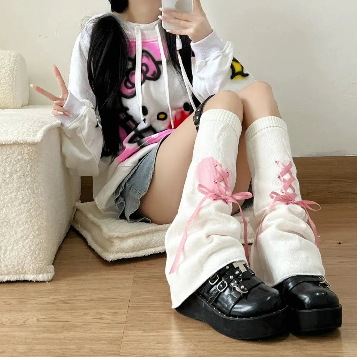Quick Outfits, Modest Fashion Outfits Ideas Pastel Goth Broken Heart Lace Up Leg Warmers Quick Outfits, Modest Fashion Outfits Ideas Pastel Goth Broken Heart Lace Up Leg Warmers