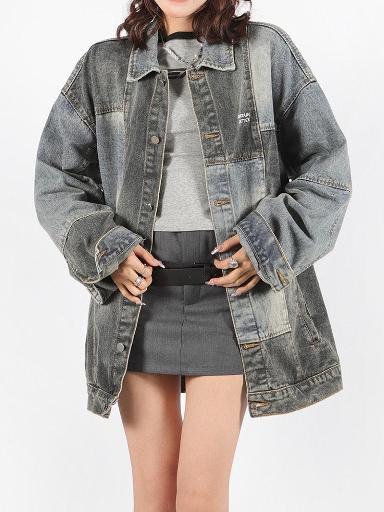 Quick Outfits, Modest Fashion Outfits Ideas Patchwork Oversized Denim Jacket Quick Outfits, Modest Fashion Outfits Ideas Patchwork Oversized Denim Jacket