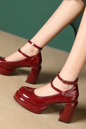 Quick Outfits, Modest Fashion Outfits Ideas Patent Leather Mary Jane High Heels