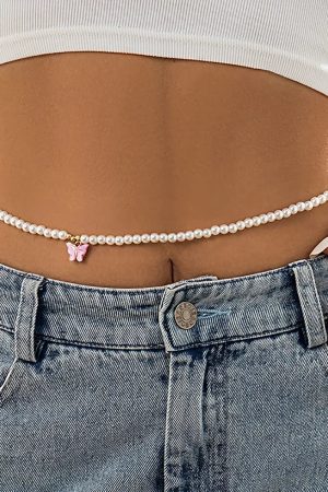 Quick Outfits, Modest Fashion Outfits Ideas Pearl Belly Chain With Butterfly Pendant