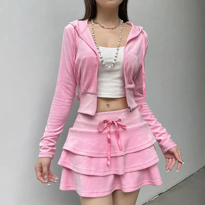 Quick Outfits, Modest Fashion Outfits Ideas Pink Aesthetic Skirt & Hoodie Two Piece Set Quick Outfits, Modest Fashion Outfits Ideas Pink Aesthetic Skirt & Hoodie Two Piece Set
