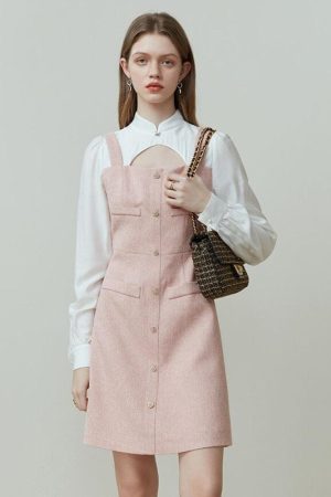 Quick Outfits, Modest Fashion Outfits Ideas Pink Preppy Mini Dress