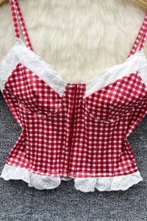 Quick Outfits, Modest Fashion Outfits Ideas Plaid Bustier Crop Top