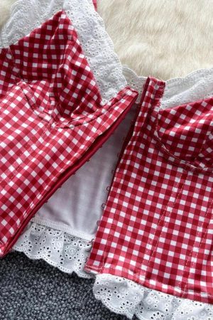 Quick Outfits, Modest Fashion Outfits Ideas Plaid Bustier Crop Top