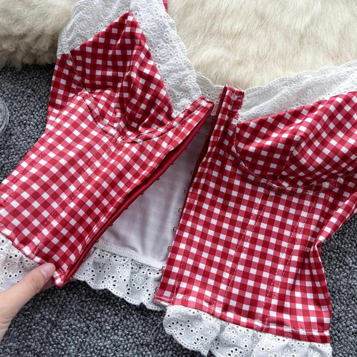 Quick Outfits, Modest Fashion Outfits Ideas Plaid Bustier Crop Top Quick Outfits, Modest Fashion Outfits Ideas Plaid Bustier Crop Top