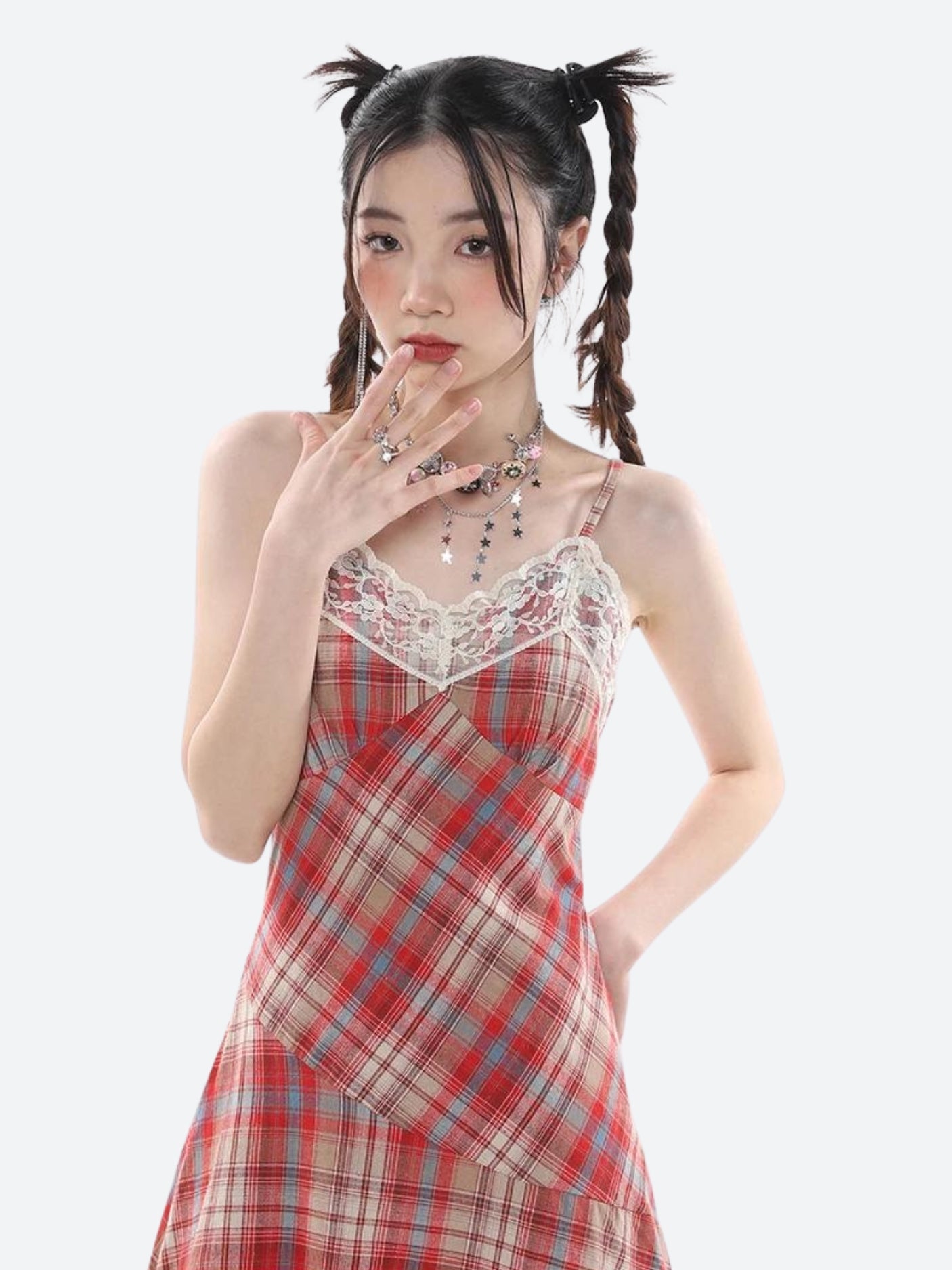 Quick Outfits, Modest Fashion Outfits Ideas Plaid Lace Midi Dress Quick Outfits, Modest Fashion Outfits Ideas Plaid Lace Midi Dress