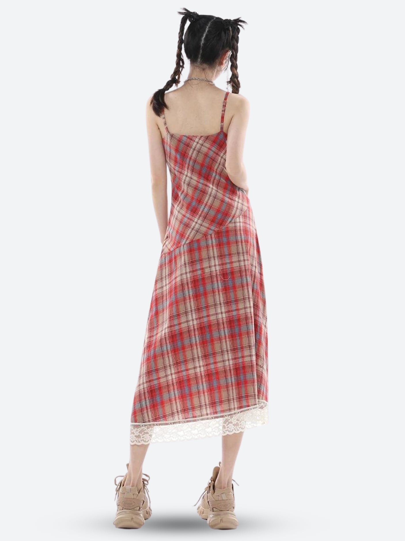 Quick Outfits, Modest Fashion Outfits Ideas Plaid Lace Midi Dress Quick Outfits, Modest Fashion Outfits Ideas Plaid Lace Midi Dress