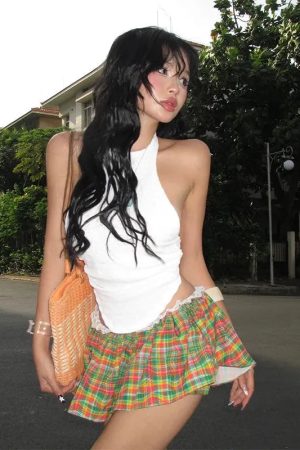 Quick Outfits, Modest Fashion Outfits Ideas Plaid Mini Skort