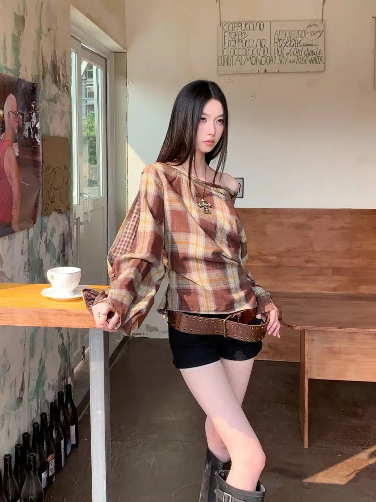 Quick Outfits, Modest Fashion Outfits Ideas Plaid One Shoulder Top Quick Outfits, Modest Fashion Outfits Ideas Plaid One Shoulder Top