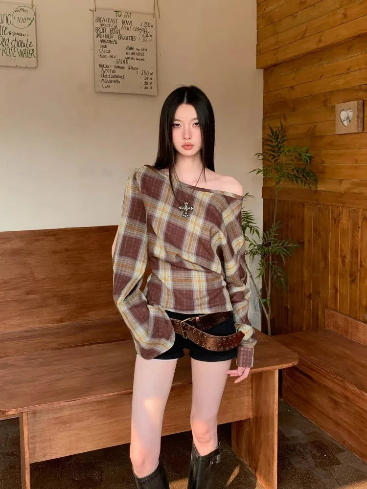 Quick Outfits, Modest Fashion Outfits Ideas Plaid One Shoulder Top Quick Outfits, Modest Fashion Outfits Ideas Plaid One Shoulder Top