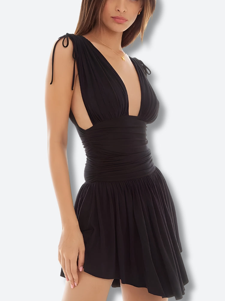 Quick Outfits, Modest Fashion Outfits Ideas Plunge Neck Mini Dress Quick Outfits, Modest Fashion Outfits Ideas Plunge Neck Mini Dress