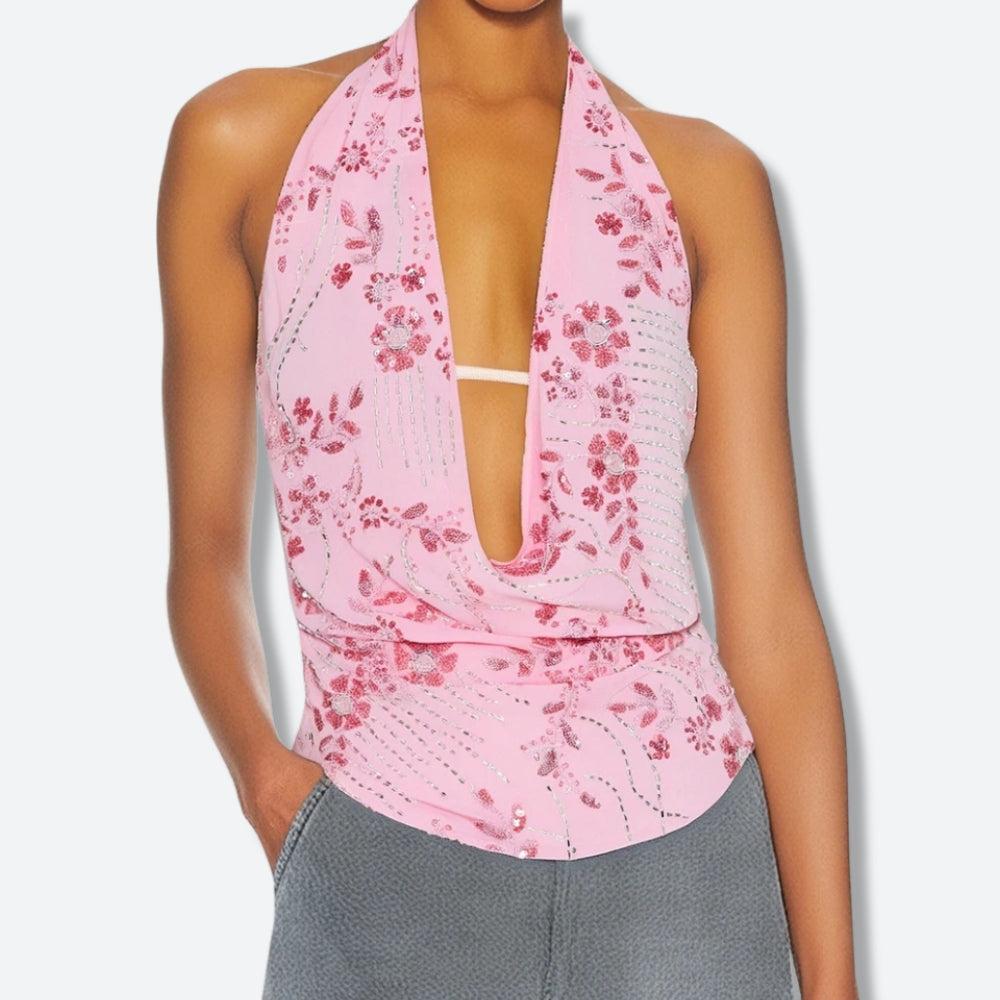 Quick Outfits, Modest Fashion Outfits Ideas Plunge Neck Sequined Beaded Top Quick Outfits, Modest Fashion Outfits Ideas Plunge Neck Sequined Beaded Top