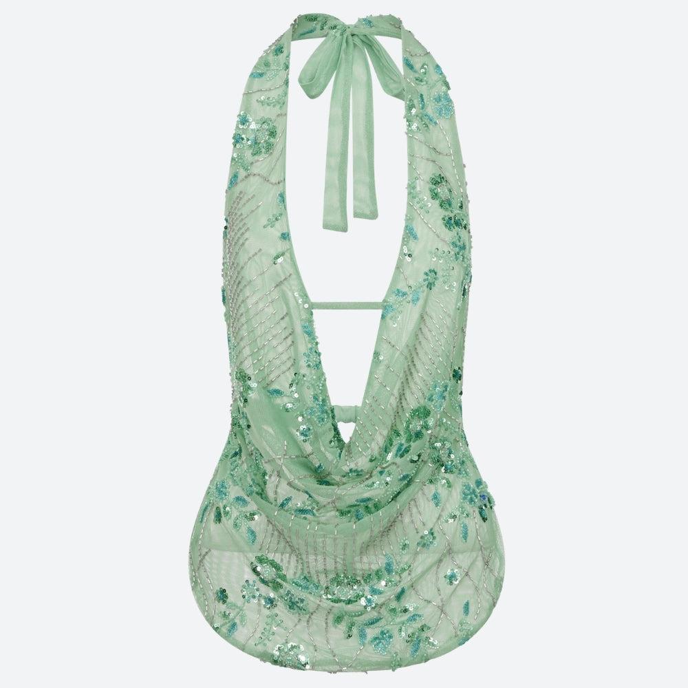 Quick Outfits, Modest Fashion Outfits Ideas Plunge Neck Sequined Beaded Top Quick Outfits, Modest Fashion Outfits Ideas Plunge Neck Sequined Beaded Top