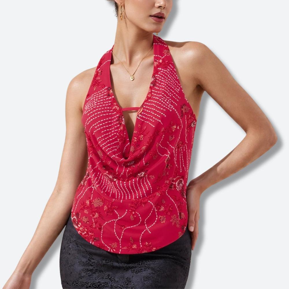 Quick Outfits, Modest Fashion Outfits Ideas Plunge Neck Sequined Beaded Top Quick Outfits, Modest Fashion Outfits Ideas Plunge Neck Sequined Beaded Top