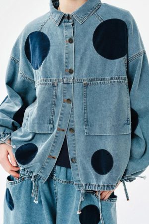 Quick Outfits, Modest Fashion Outfits Ideas Polka Dot Button Up Denim Jacket