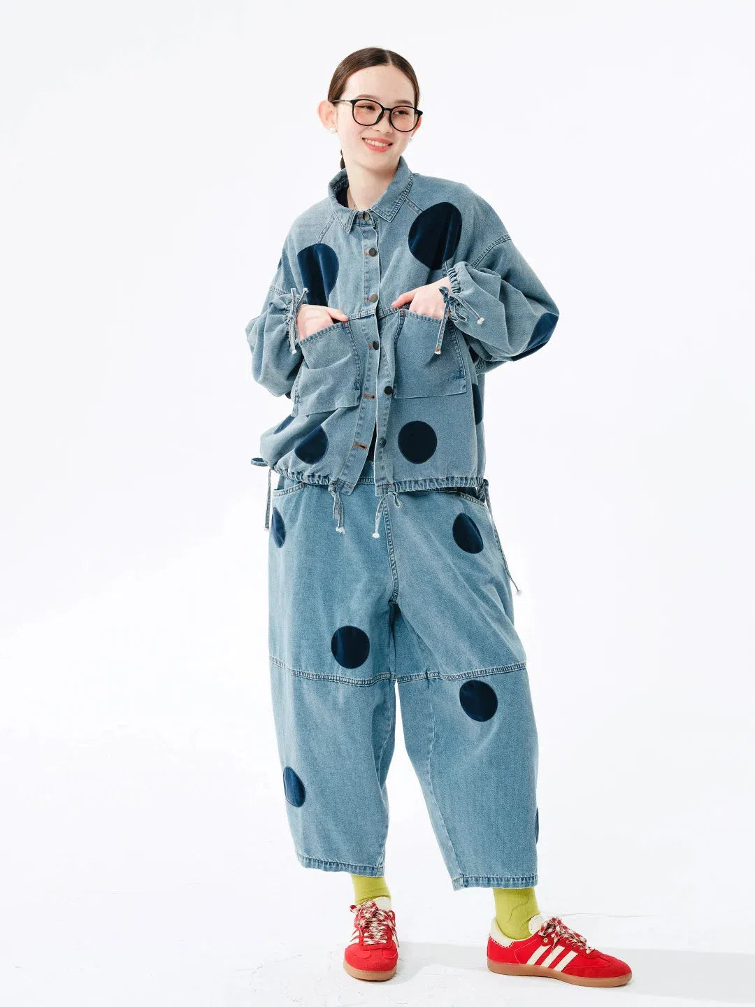 Quick Outfits, Modest Fashion Outfits Ideas Polka Dot Button Up Denim Jacket Quick Outfits, Modest Fashion Outfits Ideas Polka Dot Button Up Denim Jacket