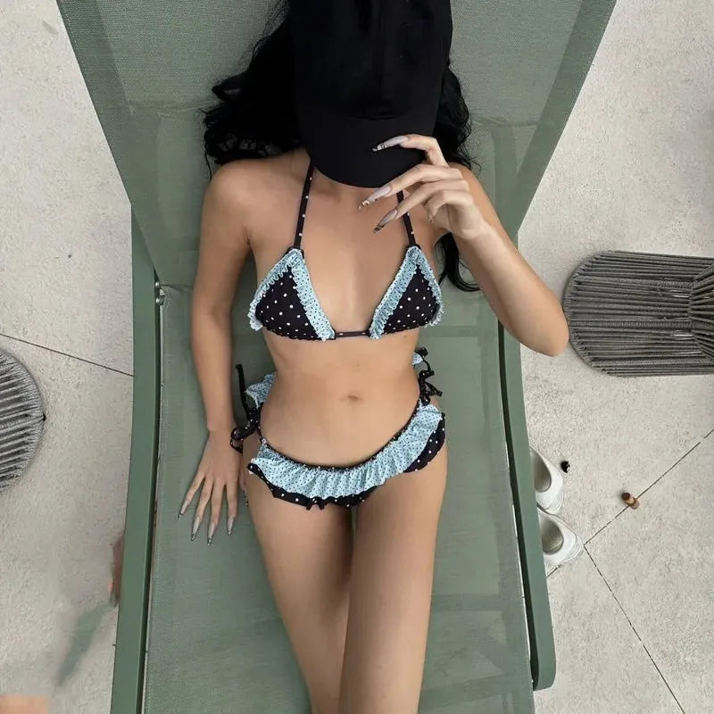 Quick Outfits, Modest Fashion Outfits Ideas Polka Dot Ruffled Bikini Set Quick Outfits, Modest Fashion Outfits Ideas Polka Dot Ruffled Bikini Set