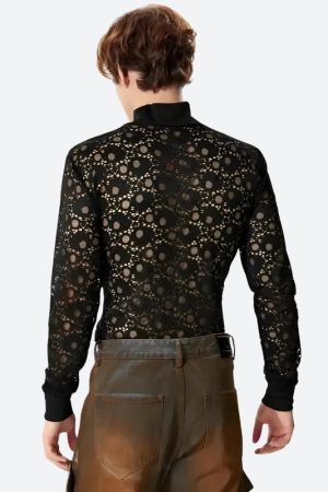 Quick Outfits, Modest Fashion Outfits Ideas Polka Dots Lace Sheer Top