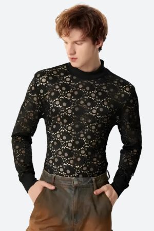 Quick Outfits, Modest Fashion Outfits Ideas Polka Dots Lace Sheer Top