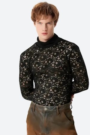 Quick Outfits, Modest Fashion Outfits Ideas Polka Dots Lace Sheer Top