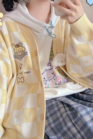 Quick Outfits, Modest Fashion Outfits Ideas Pompurin Buttoned Yellow Cardigan