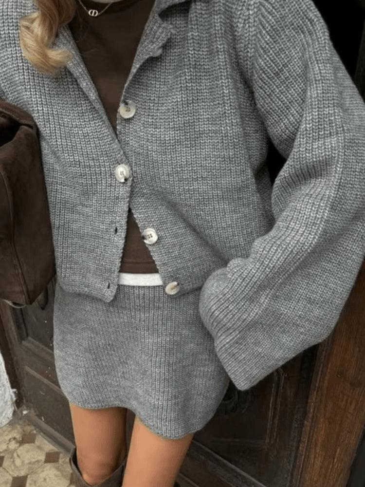 Quick Outfits, Modest Fashion Outfits Ideas Preppy Knitted Cardigan & Mini Skirt Two Piece Set Quick Outfits, Modest Fashion Outfits Ideas Preppy Knitted Cardigan & Mini Skirt Two Piece Set