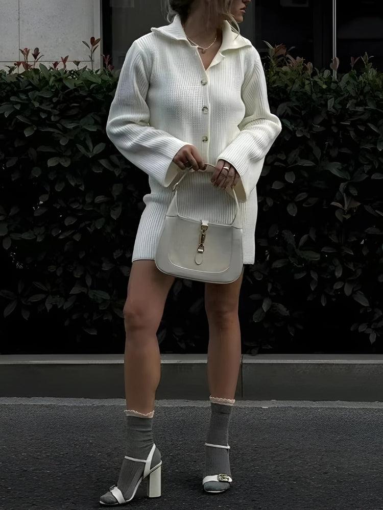 Quick Outfits, Modest Fashion Outfits Ideas Preppy Knitted Cardigan & Mini Skirt Two Piece Set Quick Outfits, Modest Fashion Outfits Ideas Preppy Knitted Cardigan & Mini Skirt Two Piece Set