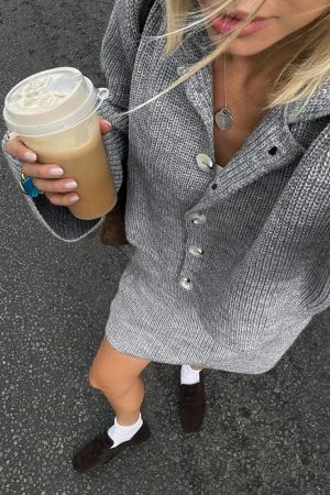 Quick Outfits, Modest Fashion Outfits Ideas Preppy Knitted Cardigan & Mini Skirt Two Piece Set