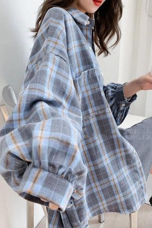 Quick Outfits, Modest Fashion Outfits Ideas Puff Sleeve Plaid Shirt