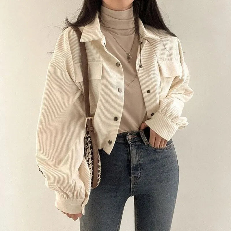 Quick Outfits, Modest Fashion Outfits Ideas Puff Sleeved Corduroy Crop Shirt Quick Outfits, Modest Fashion Outfits Ideas Puff Sleeved Corduroy Crop Shirt