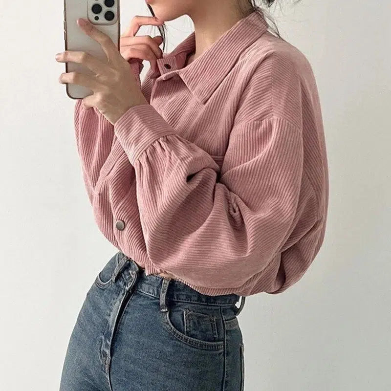 Quick Outfits, Modest Fashion Outfits Ideas Puff Sleeved Corduroy Crop Shirt Quick Outfits, Modest Fashion Outfits Ideas Puff Sleeved Corduroy Crop Shirt