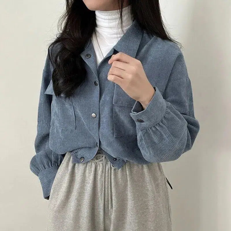 Quick Outfits, Modest Fashion Outfits Ideas Puff Sleeved Corduroy Crop Shirt Quick Outfits, Modest Fashion Outfits Ideas Puff Sleeved Corduroy Crop Shirt
